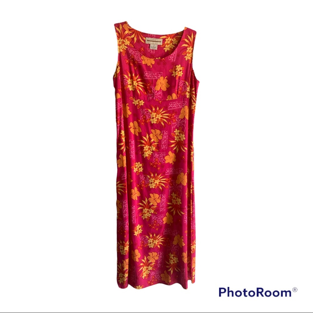 EXPRESSIONS A Line Pink Floral Midi Dress